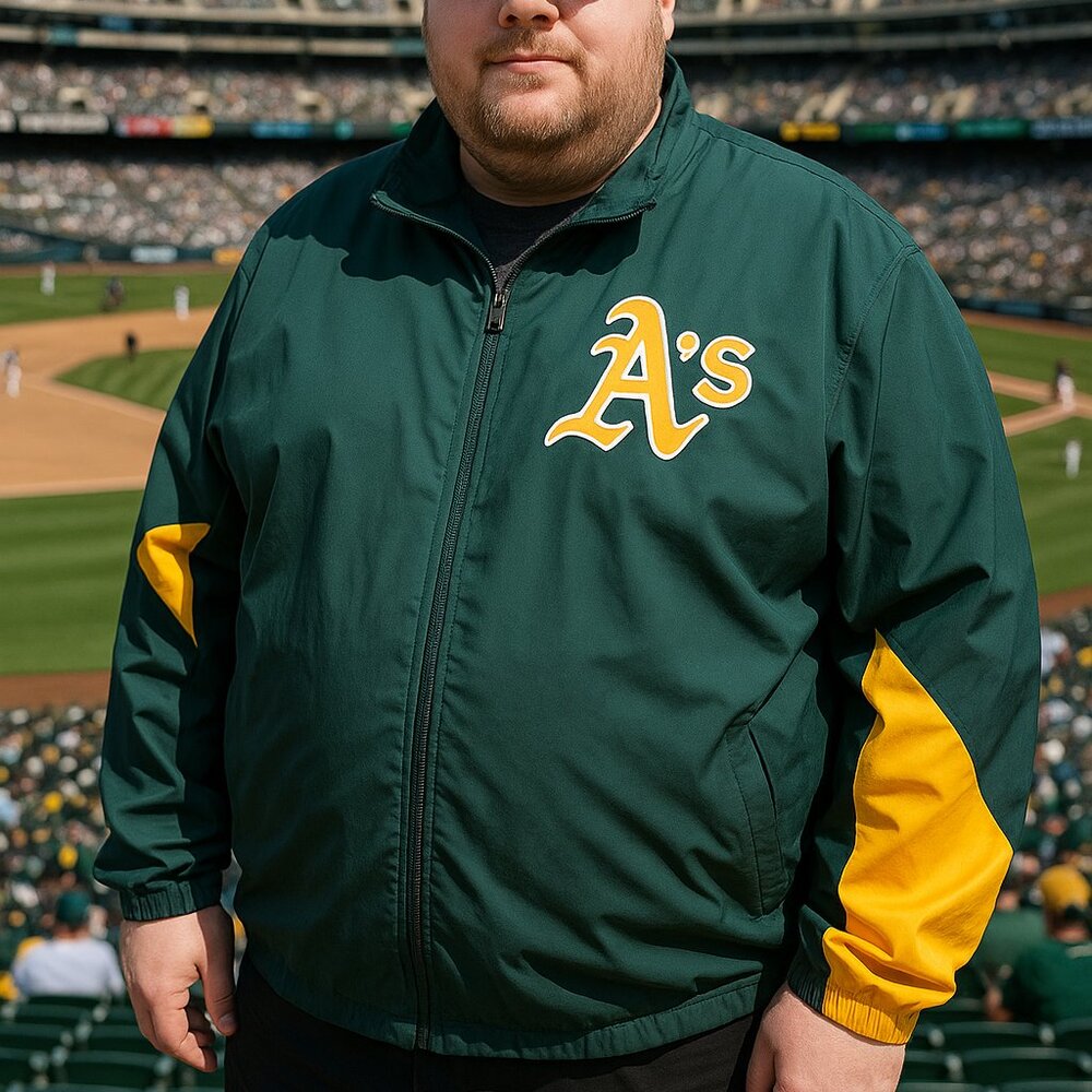 Oakland Athletics Majestic Authentic Collection Windbreaker Jacket 2XL Green & Y